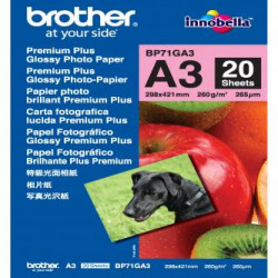 Brother Glossy Photo Paper, foto papír, lesklý, bílý, A3, 260 g m2, 20 ks, BP71GA3, inkoustový
