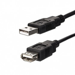 Kabel USB (2.0), USB A M - USB A F, 1.8m, černý, Logo
