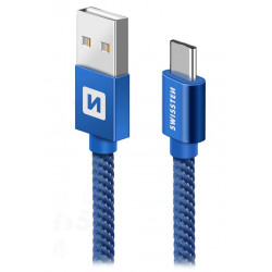 Swissten Datový Kabel Textile Usb Usb-C 0,2 M Modrý