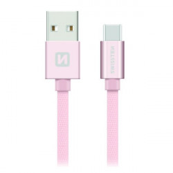 Swissten Datový Kabel Textile Usb Usb-C 1,2 M Růžovo Zlatý