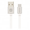 Swissten Datový Kabel Textile Usb Usb-C 1,2 M Stříbrný