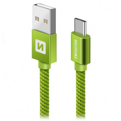 Swissten Datový Kabel Textile Usb Usb-C 2,0 M Zelený