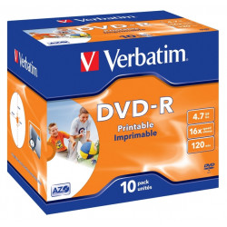 VERBATIM DVD-R 4,7GB 16x printable jewel 10pack