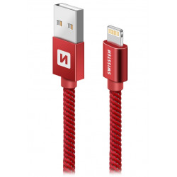 Swissten Datový Kabel Textile Usb Lightning 1,2 M Červený