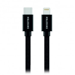 Swissten Datový Kabel Textile USB-C Lightning 1,2 M Černý