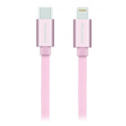 Swissten Datový Kabel Textile USB-C Lightning 1,2 M Růžovo Zlatý
