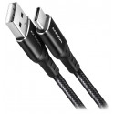 AXAGON datový a nabíjecí kabel USB-A na USB-C USB2.0 3A opletený 1m černý