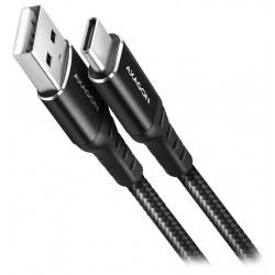 AXAGON datový a nabíjecí kabel USB-A na USB-C USB2.0 3A opletený 1m černý