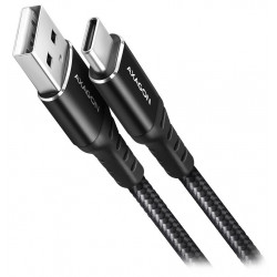 AXAGON datový a nabíjecí kabel USB-A na USB-C USB2.0 3A opletený 2m černý