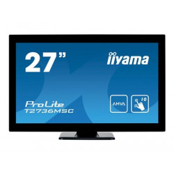iiyama ProLite T2736MSC-B1 - LED monitor - 27" - dotykový displej - 1920 x 1080 Full HD (1080p) @ 60 Hz - A-MVA - 300 cd m2 - 3000:1 - 4 ms - HDMI, VGA, DisplayPort - reproduktory - černá