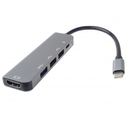 PremiumCord USB-C na HDMI + USB3.0 + 2x USB2.0 + PD(power delivery) adaptér