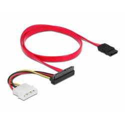Delock Kabel SATA 6 Gb s 7 pin samice + Molex 4 pin napájecí konektor  SATA 22 pin samice pravoúhlý nahoru 50 cm