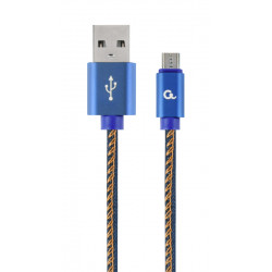Gembird oplétaný denim USB-A microUSB kabel 1m