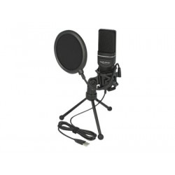 Delock USB Condenser Microphone Set for Podcasting, Gaming and Vocals - Mikrofon - USB - černá