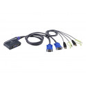 ATEN 2-port mini KVM USB, audio, 1,8m integrované kabely