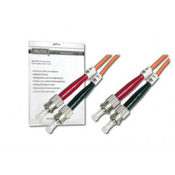 DIGITUS Fiber Optic Patch Cord, ST to ST, Multimode OM2, 50 125 µ, Duplex Length 1m
