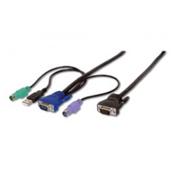 Digitus Kabel KVM chobotnice, VGA, 2xPS 2, 1xUSB 1,8 m, černý