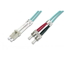 DIGITUS Fiber Optic Patch Cord, LC to ST, Multimode 50 125 µ, Duplex Length 1m, Class OM3