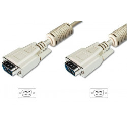 Digitus Připojovací kabel monitoru VGA, HD15 M M, 5 m, 3Coax 7C, 2xferit, be