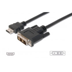 Digitus HDMI A na DVI připojovací kabel, 2x stíněný, 2M , černý