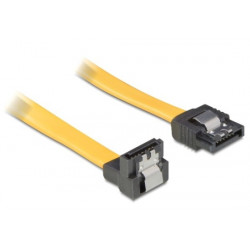 Delock kabel HDD SATA 50 cm přímý dolů, žlutý, kovová západka