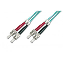 DIGITUS Fiber Optic Patch Cord, ST to ST, Multimode, OM3, 50 125 µ, Duplex Length 1m