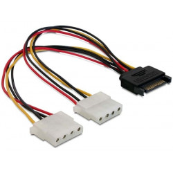 Power Adapter SATA 15-pin samec na 2x Molex 4-pin samice, 20cm