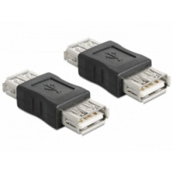 Delock USB Adapter, USB A černý samice samice (spojka)