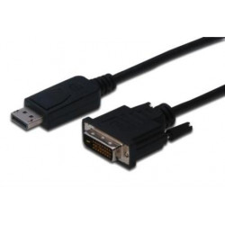 Digitus Adaptérový kabel DisplayPort, DP - DVI (24 + 1) M M, 1,0 m, s blokováním, kompatibilní s DP 1.1a, CE, bl