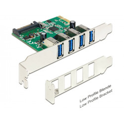 Delock PCI Express Karta  4 x USB 3.0 +low profile