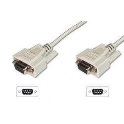Digitus sériový kabel připojovací DB9 F F, Měď, 3m šedý