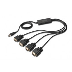 Digitus Adaptér USB na sériový port, RS232 4 x RS232, typ kabelu, Čipset: FT4232H, 1,5 m