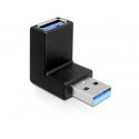 DeLock adaptér USB 3.0 samec - USB 3.0 samice pod úhelem 90° vertikálně