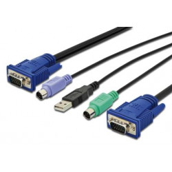 Digitus Kabelová sada KVM, VGA, PS 2-myš, PS 2-klávesnice, USB černá, 5,0 m