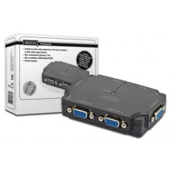 DIGITUS Video Rozbočovač compact 1 PC- 4 Monitory 350 MHz, HDSUB 15 M - 4xHDSUB 15 F, Max. 1920 x 1080p