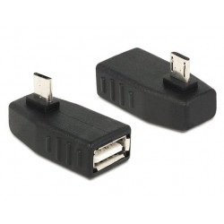 Delock Adapter USB micro-B samec  USB 2.0-A samice, OTG, pravoúhlý 270°
