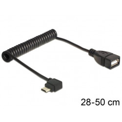 Delock kabel USB micro B samec pravoúhlý  USB 2.0-A samice, OTG, kroucený kabel