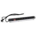 19" napájecí panel OC 5x220V+2xIEC -2m PPO SW Black