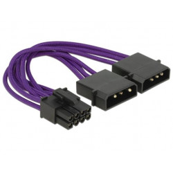 Delock napájecí kabel PCI Express 8 pin samec  2 x 4 pin samec textilní stínění fialové