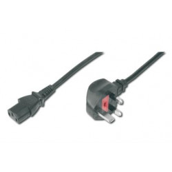 Digitus Napájecí kabel, zástrčka UK, úhlová 90 ° - C13 M F, 1,8 m, H05VV-F3G 0,75qmm, pojistka 5A, černá