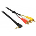 Delock Kabel Stereo jack 3.5 mm 4 pin samec pravoúhlý  3 x RCA (cinch) samec 1.5 m