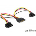 Delock napájecí kabel SATA 15-pin na 2xSATA HDD - pravoúhlý