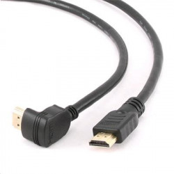 Kabel GEMBIRD HDMI-HDMI 3m, 1.4, M M stíněný, zlacené kontakty, 90° lomený, černý