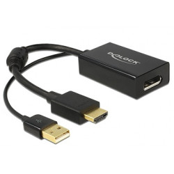 Delock adaptér HDMI-A samec  Displayport 1.2 samice černá