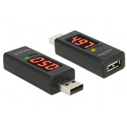 Delock adaptér USB 2.0 A samec  A samice s LED indikátory voltů a ampérů