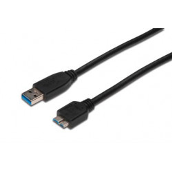 Digitus USB 3.0 kabel, USB A - Micro USB B, M M, 1 m,UL, bl