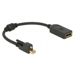 Adapter kabel mini Displayport 1.2 Stecker mit Schraube  Displayport Buchse 25 cm schwarz 4K Delock