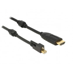 Delock Kabel mini Displayport 1.2 samec se šroubky  HDMI samec 4K aktivní černý 1 m