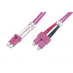 DIGITUS Fiber Optic Patch Cord, LC to SC, Multimode OM4 - 50 125 µ, Duplex, color RAL4003 Length 1m