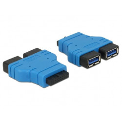 Delock adaptér USB 3.0 pin konektor samice  2 x USB 3.0 Type-A samice – paralelní